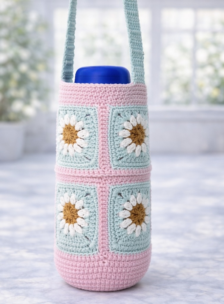 Daisy Crochet Bottle Holder