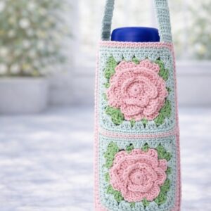 Crochet Bottle Holder – Floral Handmade