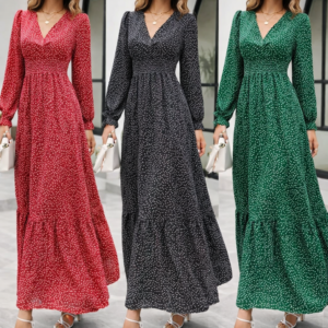 Robe Longue Élégance Pois