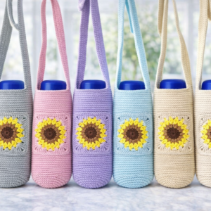 Sunflower Crochet Bottle Holder